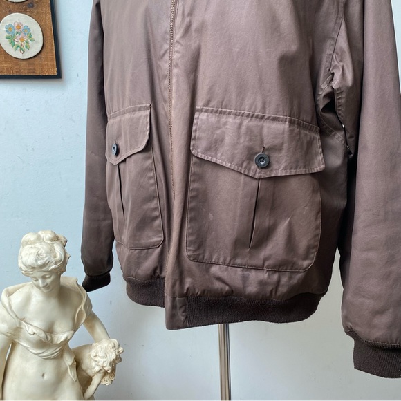 Orvis Waxed Cotton Fleece Collar Brown Bomber Large - Picture 6 of 16